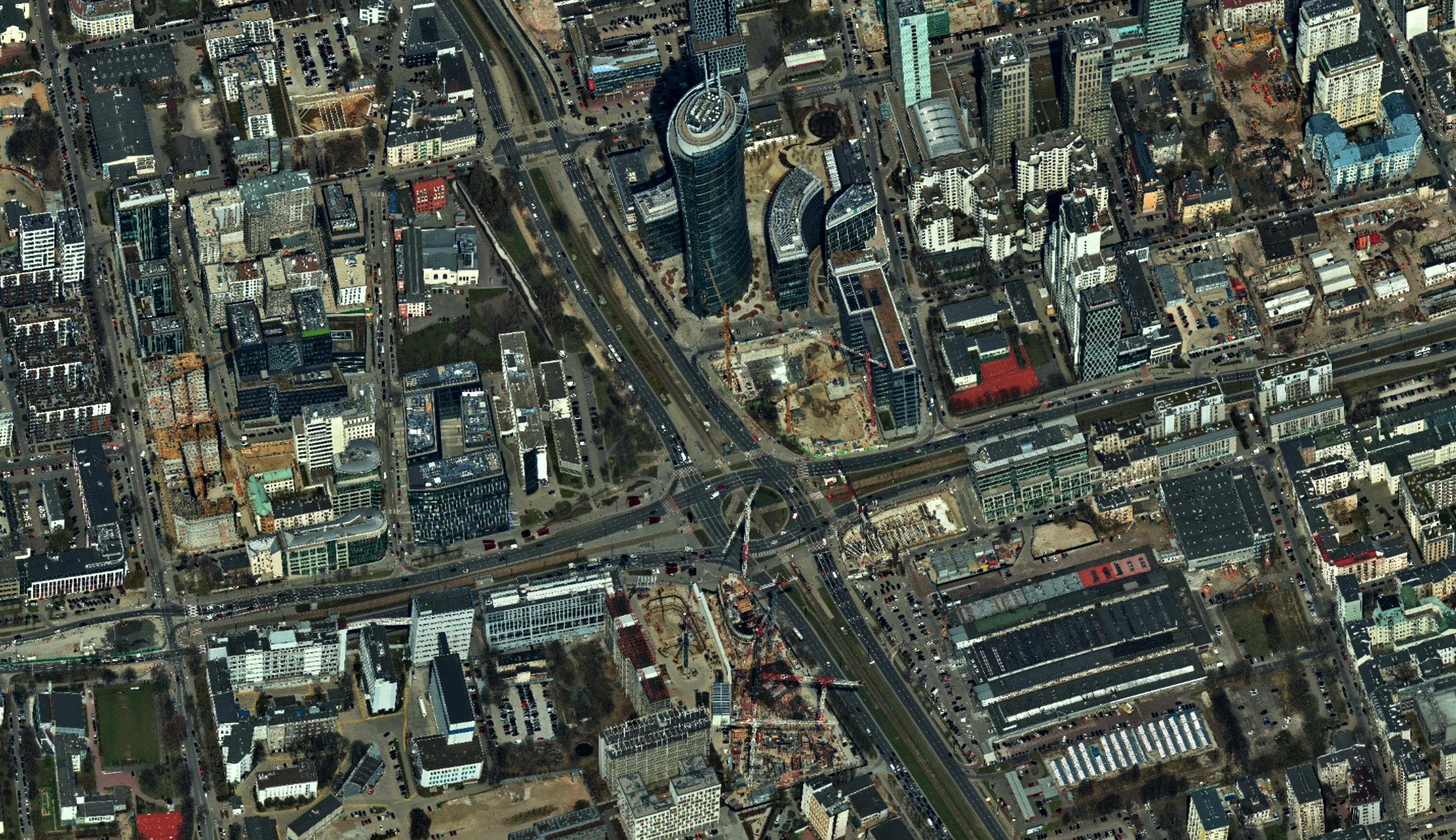 Crossing of Towarowa Street and Prosta Street in Warsaw, Poland. Source: [Ortofotomapa Warszawy](http://mapa.um.warszawa.pl/mapaApp1/mapa?service=mapa)